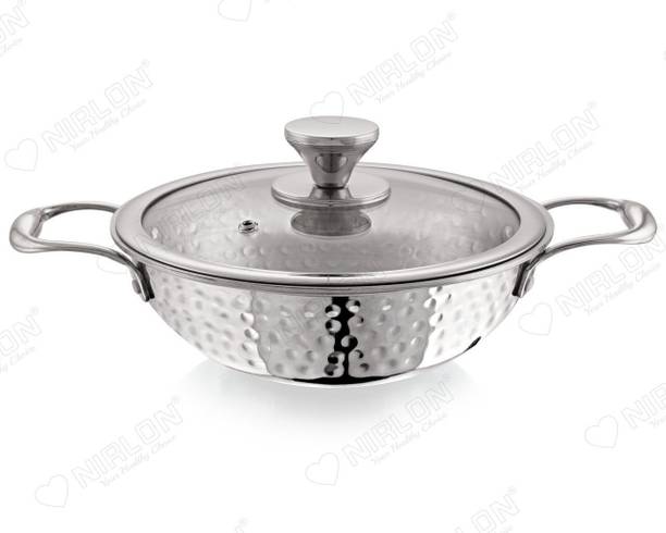 NIRLON pot pan Kadhai 22 cm diameter with Lid 2 L capacity