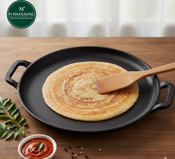 M KHARAVAD Pre-Seasoned Pure Cast Iron Dosa Tawa . Ta...