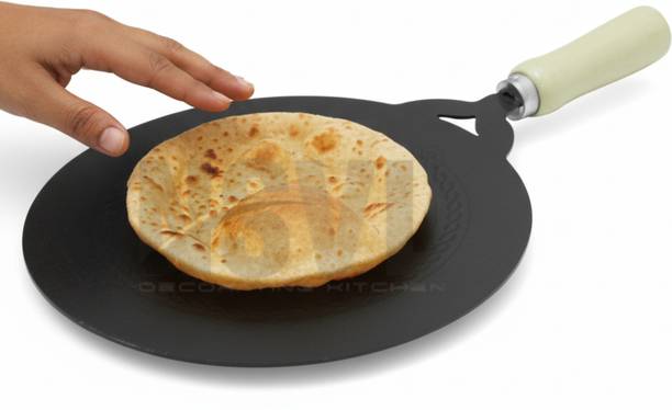 NSVL Pre-Seasoned Iron Tawa Chapati/Dosa with Woodenfor Handle Tawa 28 cm diameter