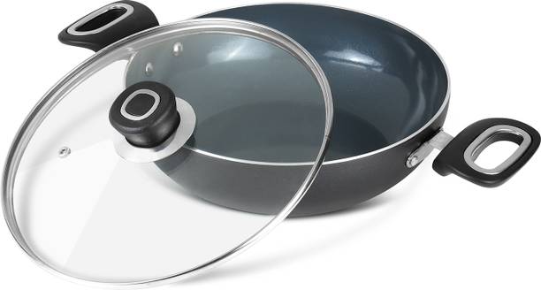 VINOD Vinod Zest Ceramica Kadai Toxin-Free, Induction-Ready,Stick Free Kadhai 24 cm diameter with Lid 2.5 L capacity