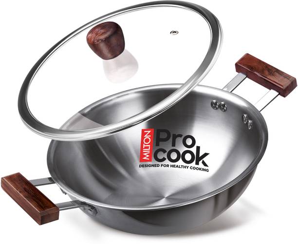 MILTON Pro cook Triply Hexa Tech Induction with Glass Lid & Wooden Handle,20 cm 20 cm ढक्कन के साथ