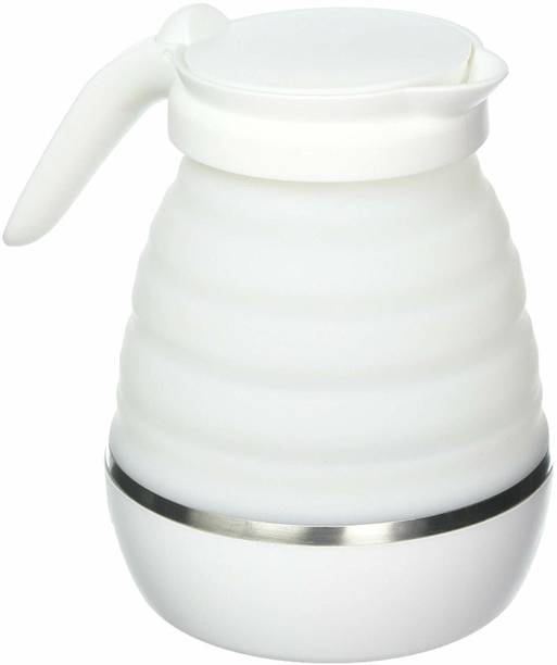 Tradhi Travel Folding Electric Kettle - Fast Boiling - Food Grade Silicone - Beautiful Design Collapsible, Portable, Foldable - Boil Dry Protection -800W- Dual Voltage 100v/120v-220v/240v (White) Electric Kettle