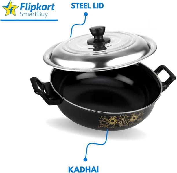 Flipkart SmartBuy Premium Nonstick Kadhai - Induction & Gas Ready Large Cooking & Serving Wok Kadhai 27 cm diameter with Lid 3.5 L capacity