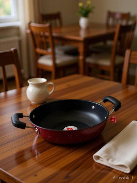LAZYwindow Premium Quality Nonstick Pack of 2 Kadhai 21 cm diameter 1.25 L capacity