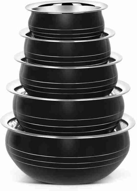 Nirvika Black Stainless steel powder coating patila set कुकवेयर सेट