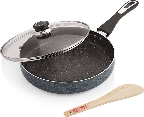 iVBOX Omega-Max 3mm Thick Frying Pan induction-Bottom Fry Pan 24 cm diameter with Lid 1.6 L capacity