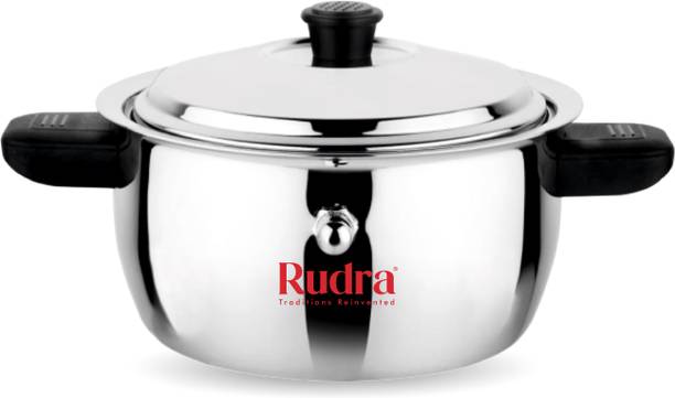 Rudra SS Stainless Steel Ideal Milk Boiler/Cooker Pot 20 cm diameter 1 L capacity with Lid