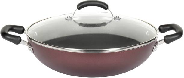 Meyer Merlot Non-Stick Kadai/Wok With Lid, 28cm Kadhai 28 cm diameter with Lid 3.68 L capacity
