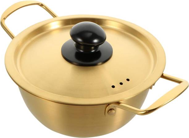 Alark Korean Ramen Pot With Lid Stainless Steel Instant Noodle Soup Pan Double Handle Pot 31.5 cm diameter 2 L capacity with Lid