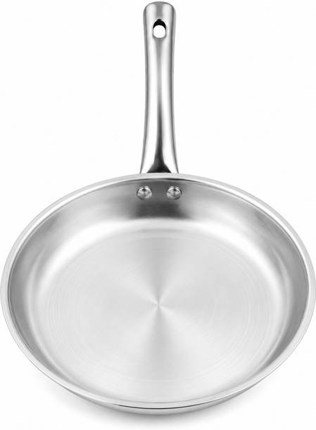 Timeking Premium 3 Ply Stainless Steel Fry Pan for Healthy Cooking, Induction Ready Fry Pan 20 cm diameter with Lid 1 L capacity