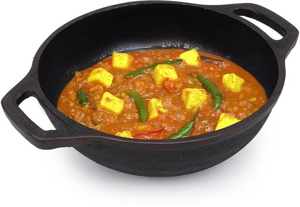 The Indus Valley Super Smooth Cast Iron Kadai for Deep Frying - 8 inch Kadhai 20.3 cm diameter 1.3 L capacity