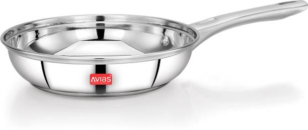 AVIAS INOX IB Frypan, Fry Pan / Gas Stove Cooking Pan, Rust Resistant, Mirror Finish Fry Pan 22 cm diameter with Lid 2.5 L capacity