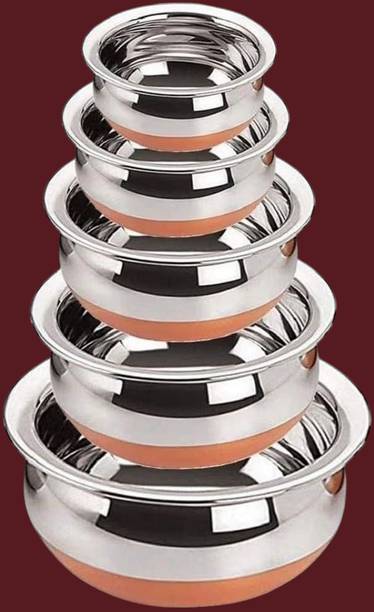 forsel Stainless Steel Copper Base Handi Set for Traditional Dining Experience Handi 4 L
