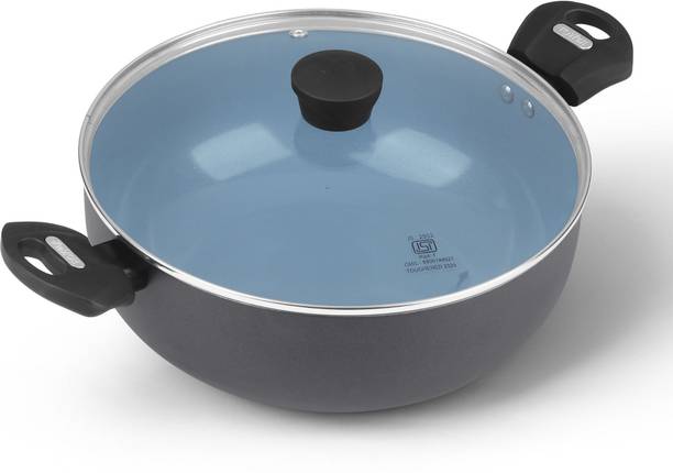 Tower Ceramic Non-Stick Kadhai 24 cm diameter with Lid 2.5 L capacity