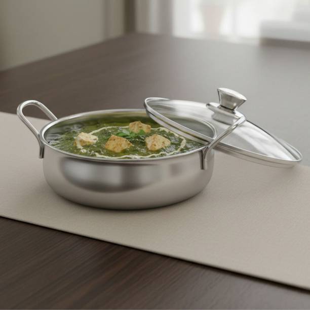 VINOD Stainless Steel Elite Serving Bowl with Glass Lid- 900ml Bowl Serving Set