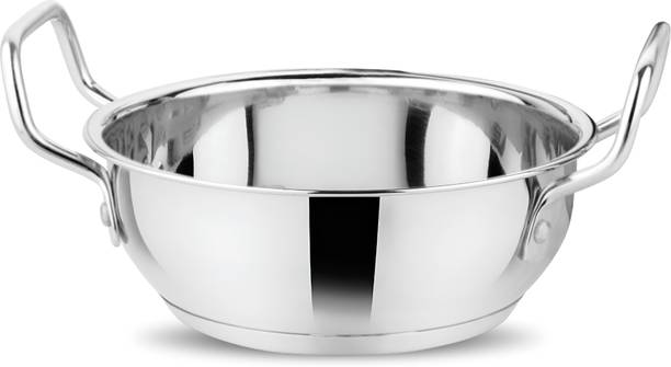 PRABHA Kadai for Cooking | Steel Kadhai | Heavy Induction Base Stainless Steel Kadhai 20.8 cm