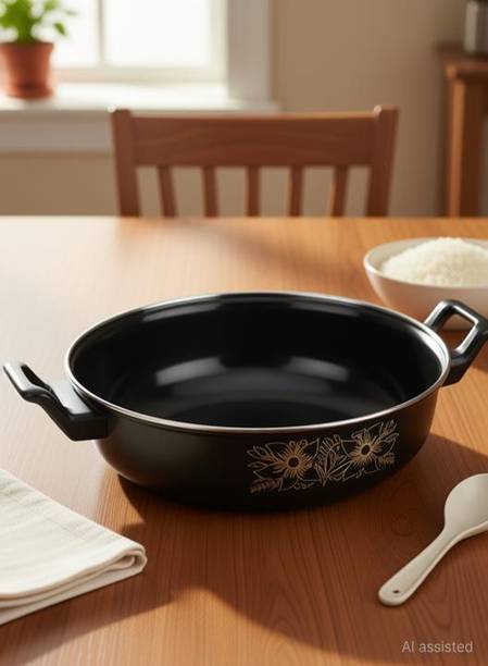 Kashvi Cast Iron Non-Stick Kadhai with Induction Bottom | Multipurpose Cookware Kadhai 26 cm diameter 3 L capacity