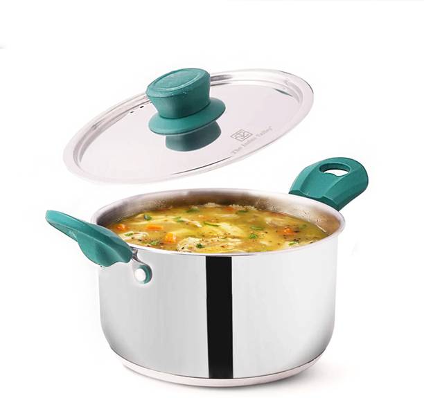 The Indus Valley Stainless Steel 3-Layer Bottom Casserole/Biryani/Stock Pot - 6.7 inch Pot 16.9 cm diameter 1.5 L capacity with Lid