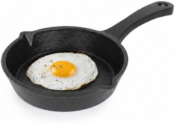 Freshome Freshome Cast Iron Mini Tadka Fry Pan 15 cm Pre-Seasoned Egg Fry Pan Fry Pan 15 cm diameter 0.5 L capacity
