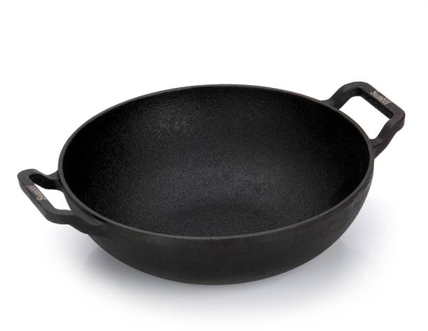 Sumeet Pre Seasoned Heavy Cast Iron Deep Kadai, Induction Friendly,27cm,Wt-2.770Kg Kadhai 27 cm diameter 3.15 L capacity