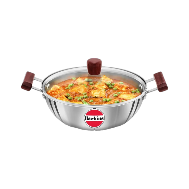 Hawkins Stainless Steel , Deep-Fry Pan Glass 28 cm ढक्कन के साथ