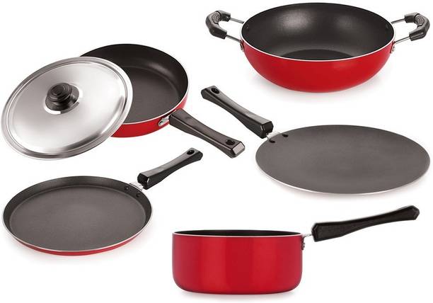 NIRLON Cookware Set तवा 27 cm डायमीटर ढक्कन के साथ