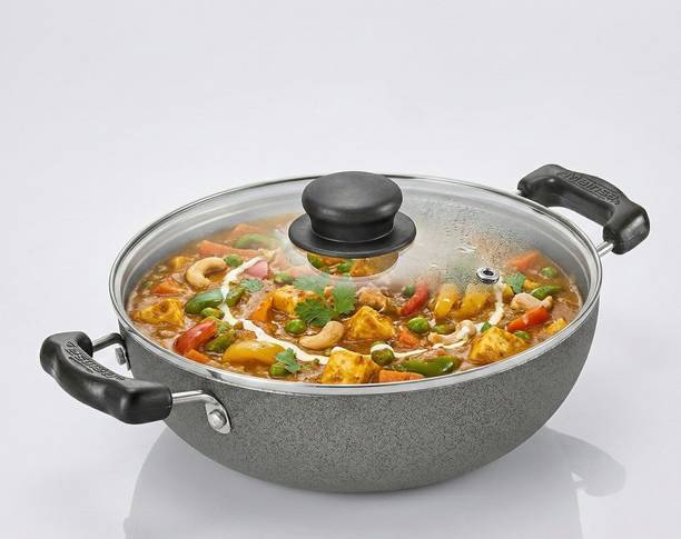 Mainsa Premium Non-Stick Kadhai with Glass Lid | Kadhai 26 cm diameter with Lid 2.5 L capacity