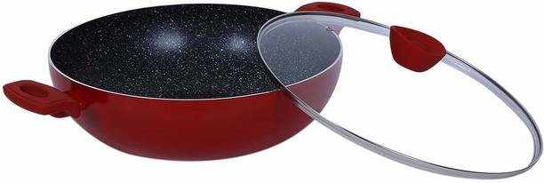 BERGNER बेलिनी प्रेस्ड 7.6 लीटर्स लाल कढ़ाही 32 cm ढक्कन के साथ