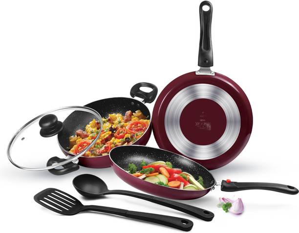 MILTON Pro Cook Kitchen Pride Non Induction Cookware, Peach Non-Stick Coated Cookware Set