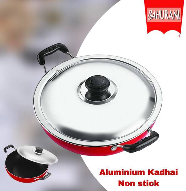 BAHURANI Aluminium 1.75 l non stick kadhai with lid included _168 Kadhai 23 cm diameter with Lid 1.75 L capacity