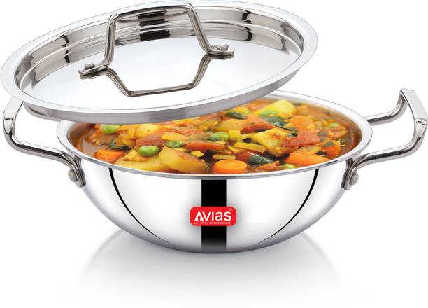 AVIAS AVI3 Triply Kadai with SS Lid Kadhai 26 cm diameter with Lid 3.25 L capacity