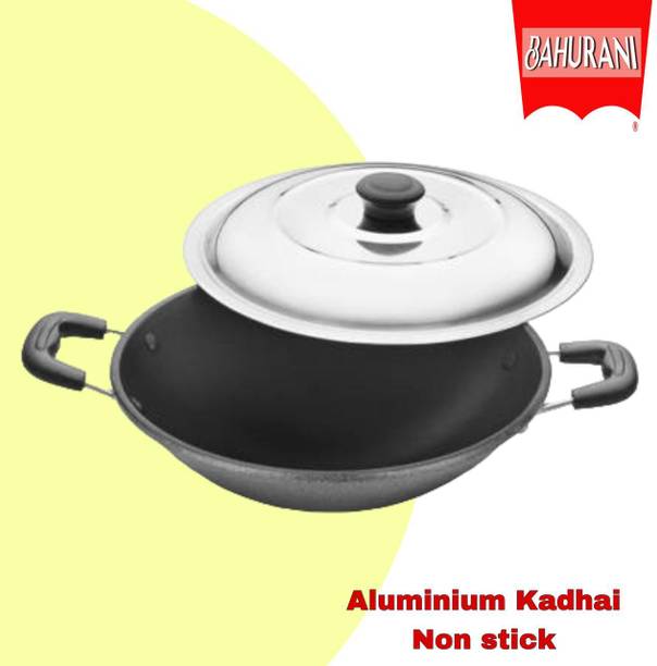 BAHURANI Aluminium 1.5 l non stick kadhai with lid included _221 Kadhai 22 cm diameter with Lid 1.5 L capacity