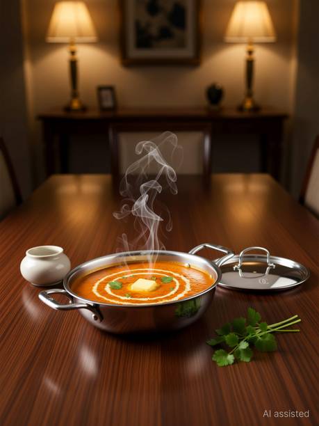 Omichef Triply Stainless Steel Kadhai 28 cm diameter with Lid 5 L capacity