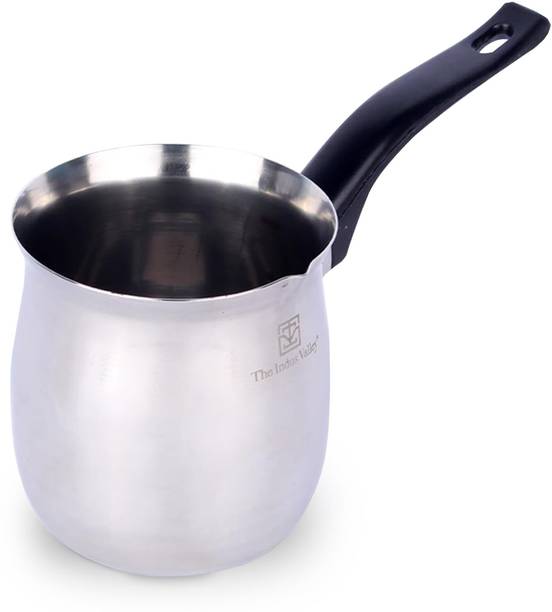 The Indus Valley Stainless Steel Small Turkish Coffee Maker/Warmer with Bakelite Handle - Tea Pot 9.5 cm diameter 0.65 L capacity