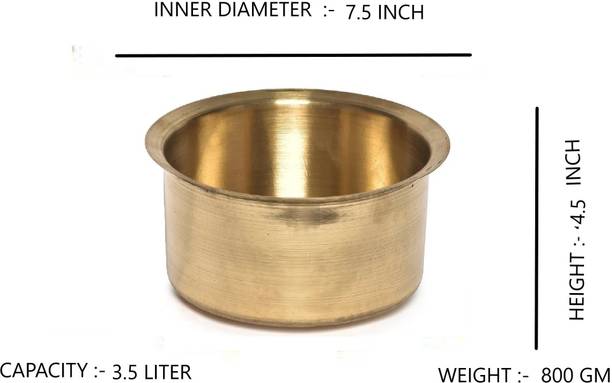 VPSK Heavy Pure Brass Tope NO 15 3.5 L capacity 18.5CM diameter (Brass) Tope 3.5 L capacity 18.75 cm diameter