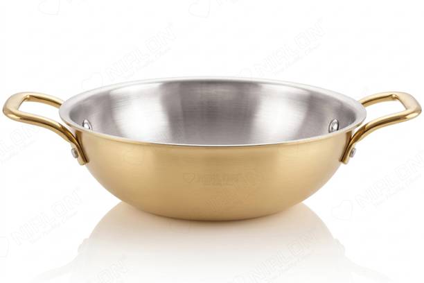NIRLON Premium Gold Series Triply Stainless Steel Cookware Kadhai 26 cm diameter 3.5 L capacity