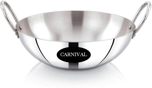 CARNIVAL Stainless Steel Kadhai/Cookware Kadhai Without Lid 700ml for Cooking Kadhai 17 cm diameter 0.7 L capacity