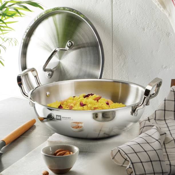 BERGNER BE Essentials Tripro Kadhai 24 cm diameter with Lid 3.1 L capacity