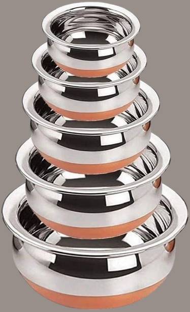 forsel Stainless Steel Copper Bottom Handi Bowl Set for Elegant Kitchens Handi 4 L