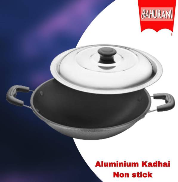 BAHURANI Aluminium 1.5 l non stick kadhai with lid included _214 Kadhai 22 cm diameter with Lid 1.5 L capacity