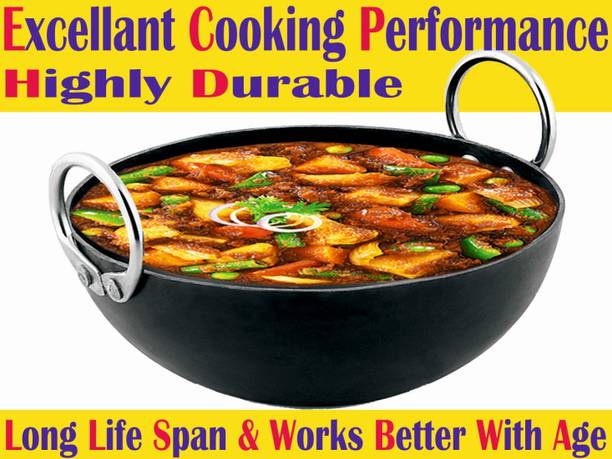 VeerEnterprises Ms Pure Iron/Loha Kadhai 18 cm diameter 0.75 L capacity