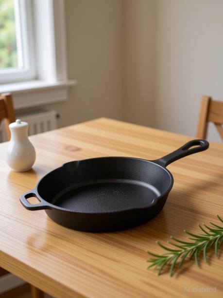 Omichef Premium Cast Iron Skillet Fry Pan 26 cm diameter 1.7 L capacity