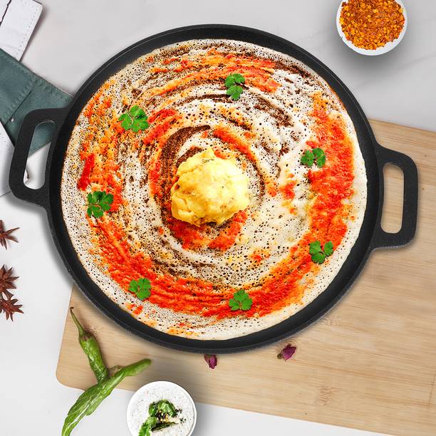 Solara Premium Cast Iron Dosa Tawa 12" Inch(30.5 CM) with 2 Loops, 30.5 cm डायमीटर