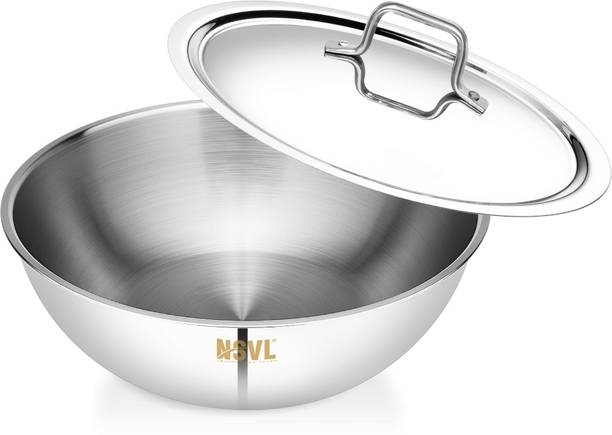 NSVL Triply Stainless Steel Cookware Deep Tasla/Kadai Tasla with