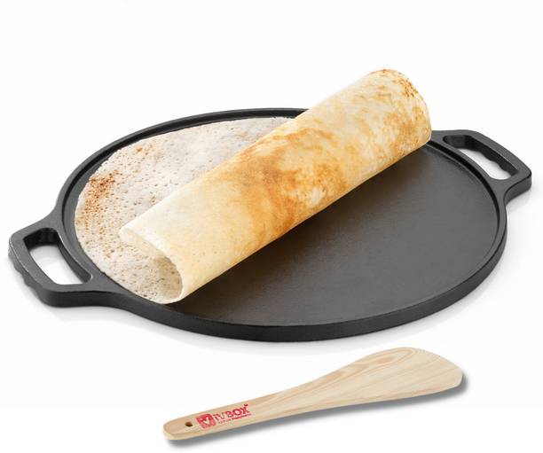 iVBOX Vintage-DH 30cm Flat Dosa Tava, Pre-Seasoned Cast-Iron Cookware Tawa 30 cm diameter