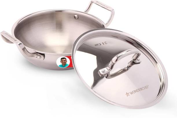 WONDERCHEF Stella Tri-Ply Kadhai 24 cm diameter with Lid 3 L capacity
