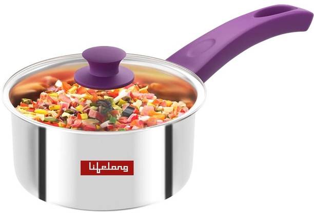 Lifelong LLTPSP14 Triply Sauce Pan 14 cm diameter with Lid 1.1 L capacity