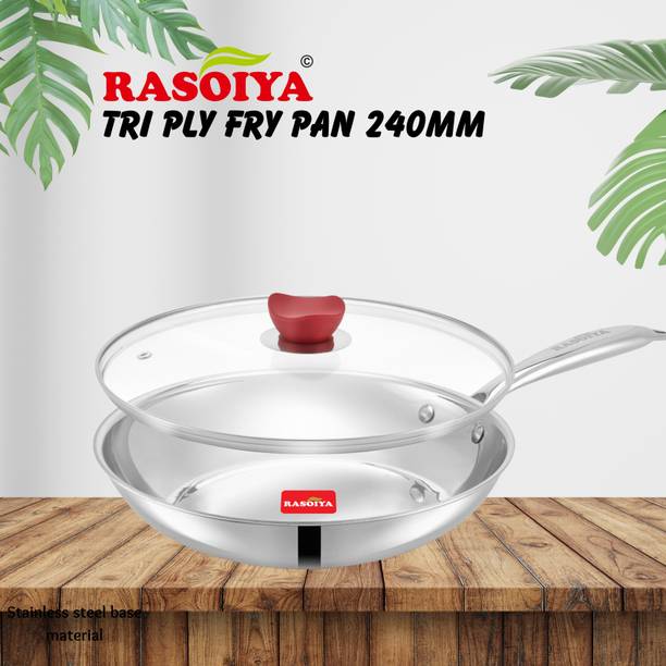 Rasoiya TRI PLY FRY PAN 240MM Fry Pan 24 cm diameter with Lid 1.5 L capacity