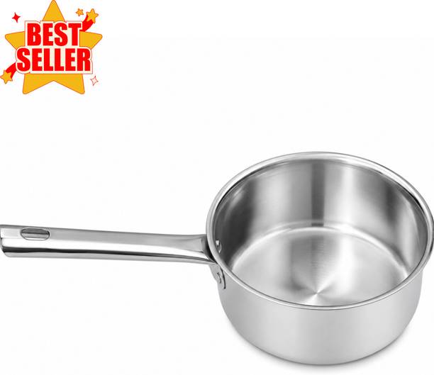 Timeking Stainless Steel Milk Pan with Handle | Multipurpose Saucepan for Kitchen Coffee Pan 10 cm diameter with Lid 1.5 L capacity