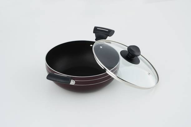 titanium kadhai with glass lid & spatula Kadhai 26 cm diameter with Lid 4 L capacity